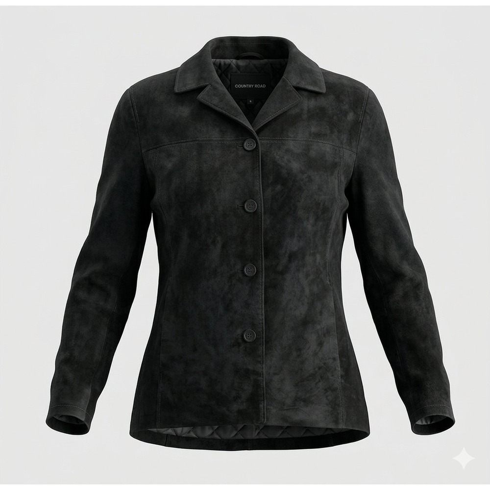Colebrook‎ & Co Women's Vintage Black Suede Lined Button Up Jacket. Size XL